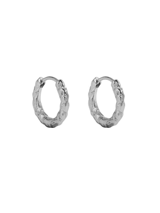 White gold [10mm inner diameter] 925 Sterling Silver Geometric Vintage Huggie Earring